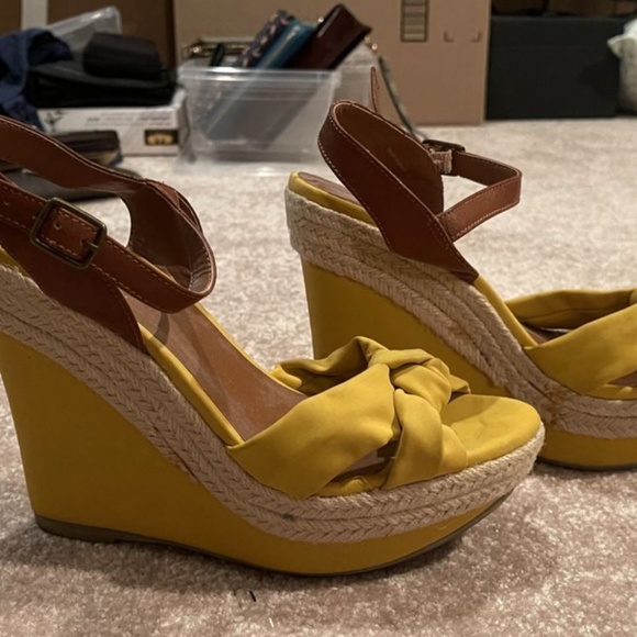 Yellow Wedge Sandals - Picture 2 of 3